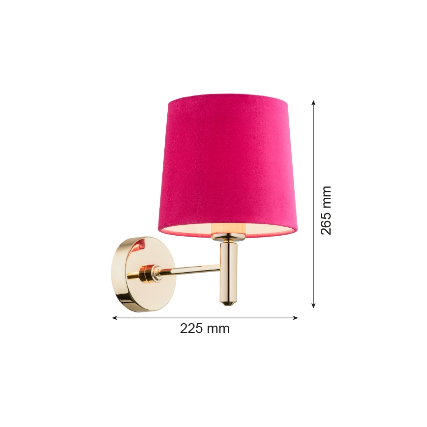 Argon 4349 - Sienas lampa PONTE 1xE27/15W/230V rozā/misiņa