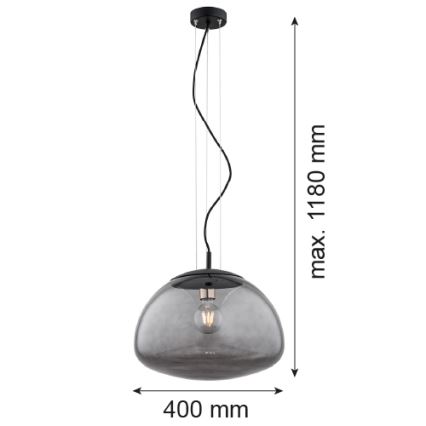 Argon 4350 - Lustra ar auklu TRINI 1xE27/15W/230V d. 40 cm melna