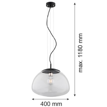 Argon 4351 - Lustra ar auklu TRINI 1xE27/15W/230V d. 40 cm melns