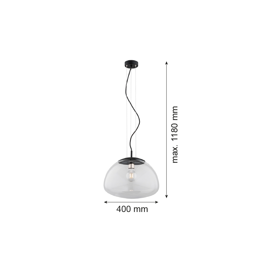 Argon 4351 - Lustra ar auklu TRINI 1xE27/15W/230V d. 40 cm melns