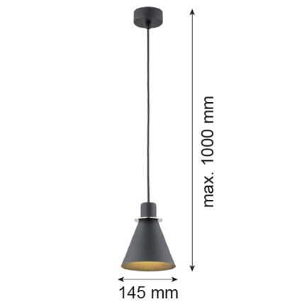 Argon 4688 - Lustra ar auklu BEVERLY 1xE27/15W/230V melna/spīdīga hroma