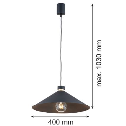 Argon 4695 - Lustra ar auklu NASHVILLE 1xE27/15W/230V melna