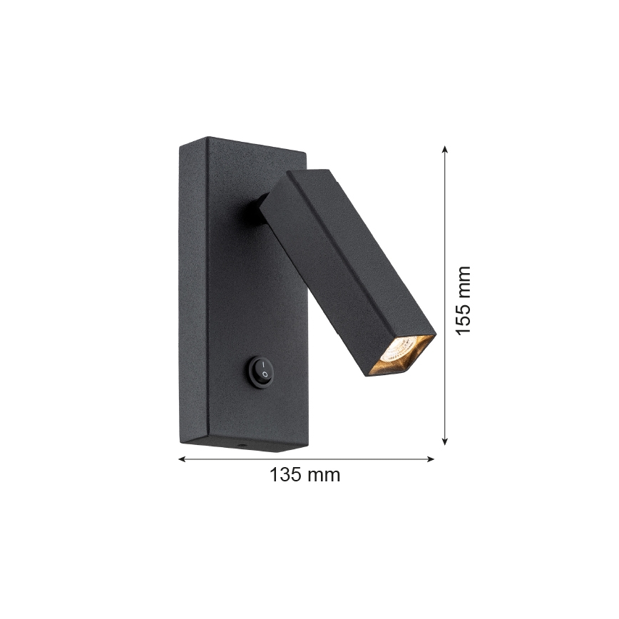 Argon 4723 - Sienas gaismeklis ROCK 1xG9/6W/230V melns