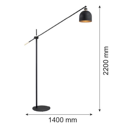 Argon 4735 - Grīdas lampa DETROIT 1xE27/15W/230V melna