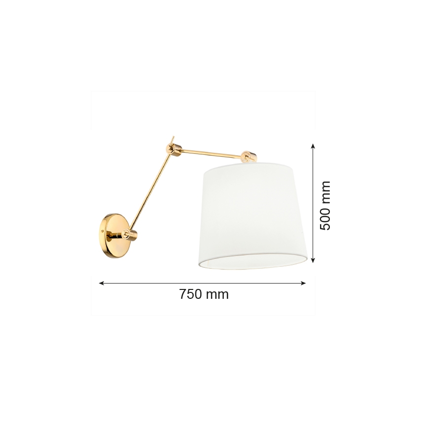 Argon 4897 - Sienas lampa ZAKYNTOS PLUS 1xE27/15W/230V balta/zeltaina