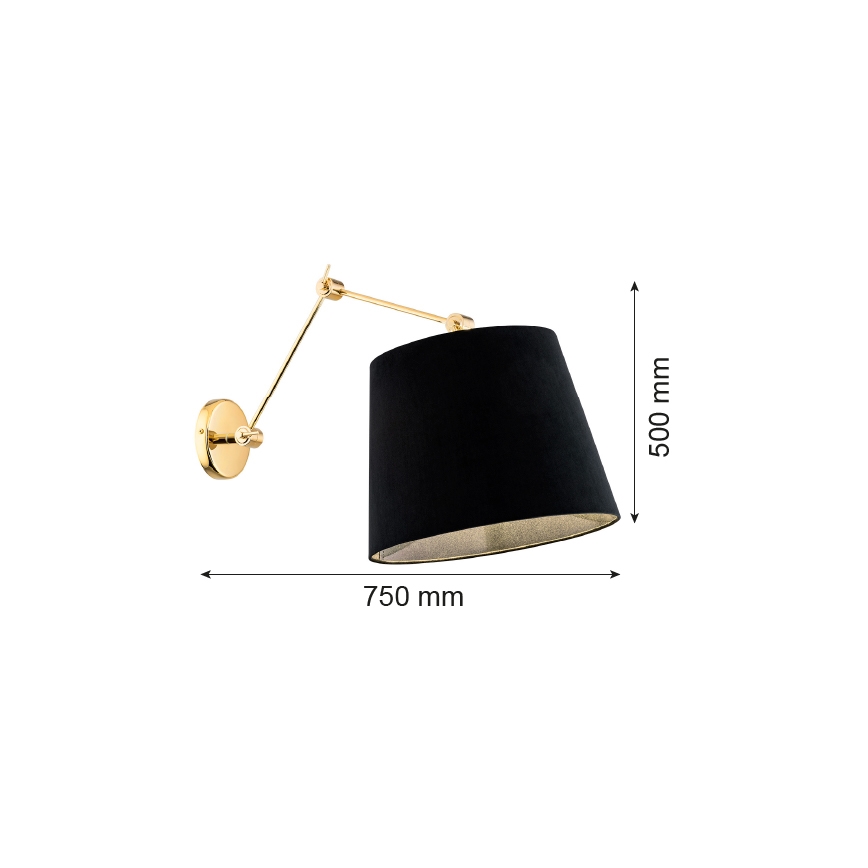 Argon 4898 - Sienas lampa ZAKYNTOS PLUS 1xE27/15W/230V melna/zeltaina
