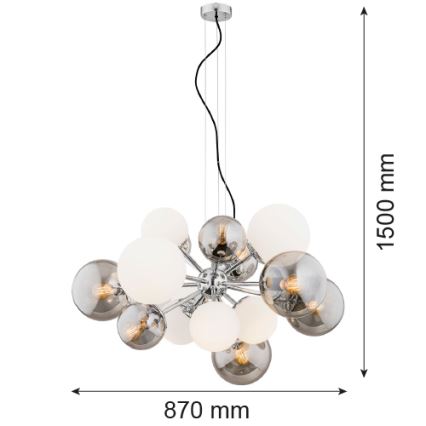 Argon 5020 - Lustra ar auklu SATELITE 15xE27/15W/230V spīdīgs hroms/balta