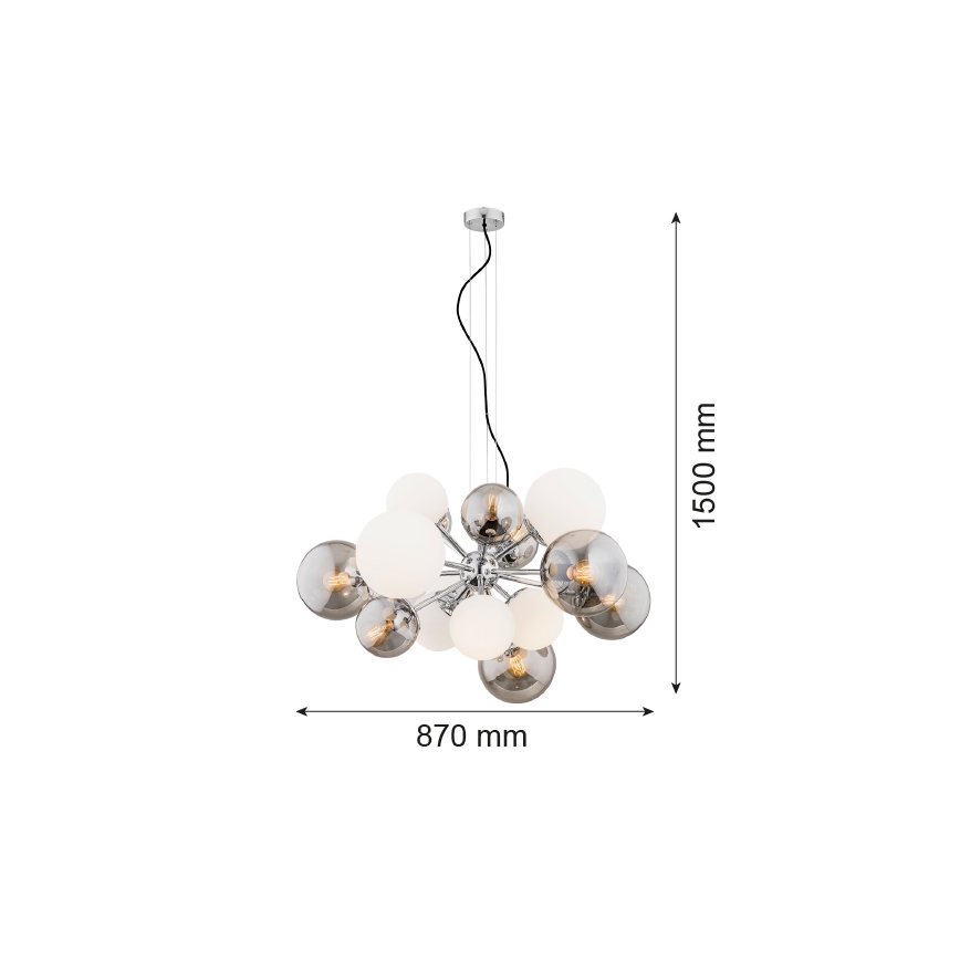 Argon 5020 - Lustra ar auklu SATELITE 15xE27/15W/230V spīdīgs hroms/balta