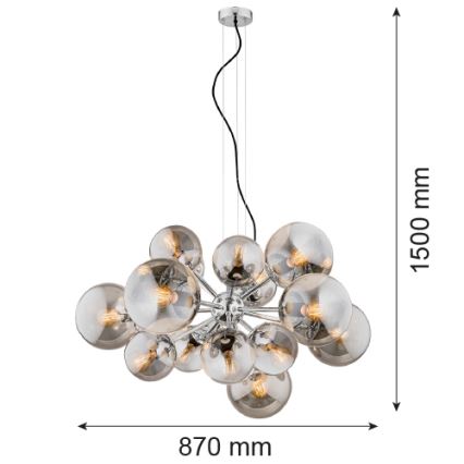 Argon 5022 - Lustra ar auklu SATELITE 15xE27/15W/230V spīdīgs hroms