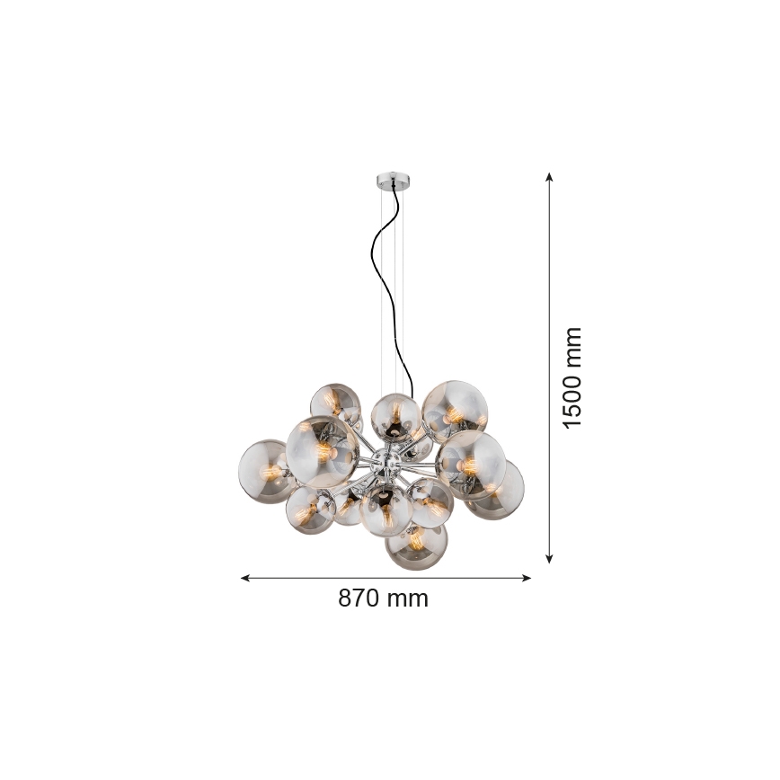 Argon 5022 - Lustra ar auklu SATELITE 15xE27/15W/230V spīdīgs hroms