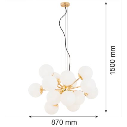 Argon 5048 - Lustra ar auklu SATELITE PLUS 15xE27/15W/230V zeltaina