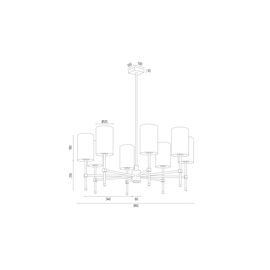 Argon 5051 - Lustra ar stieni ABRUZZO 8xE14/15W/230V misiņa/balta