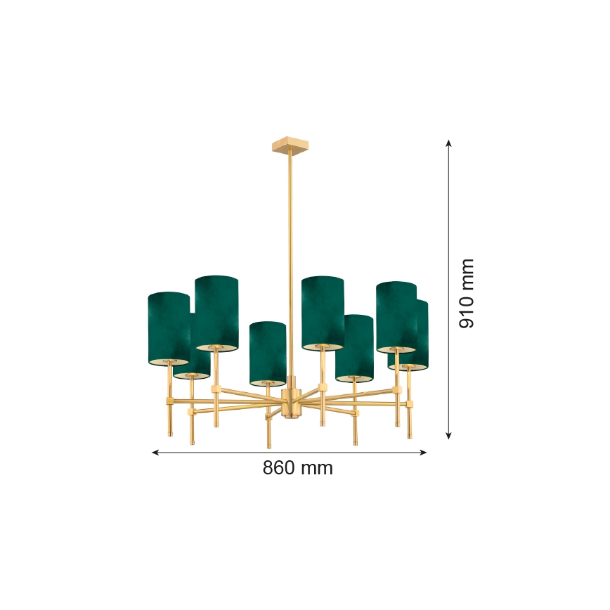 Argon 5055 - Lustra ar stieni ABRUZZO 8xE14/7W/230V misiņa/zaļa