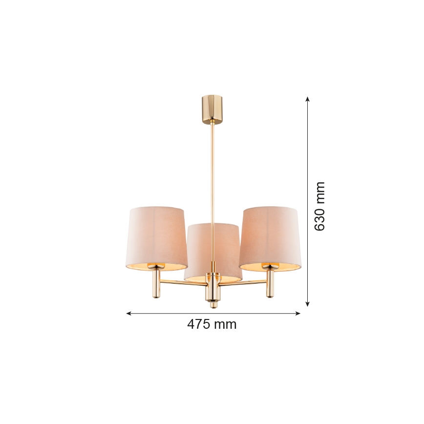 Argon 6109 - Lustra ar stieni PONTE 3xE27/15W/230V bēša