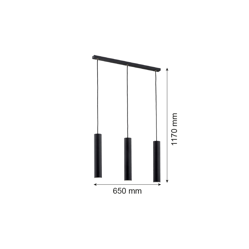 Argon 6112 - Lustra ar auklu GOMERA 3xGU10/5W/230V melna
