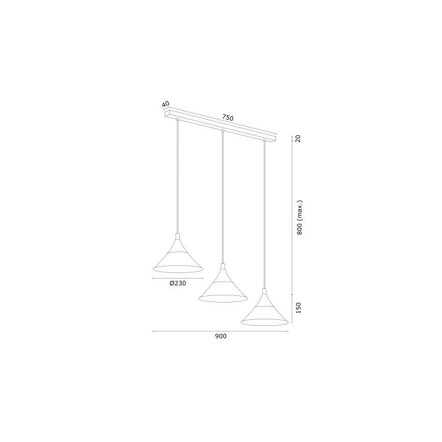 Argon 6140 - Lustra ar auklu MASSETO 3xE27/15W/230V melna/zeltaina