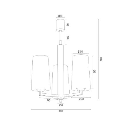 Argon 6143 - Lustra ar stieni CAMELOT PLUS 3xE27/15W/230V melna/balta/zelta