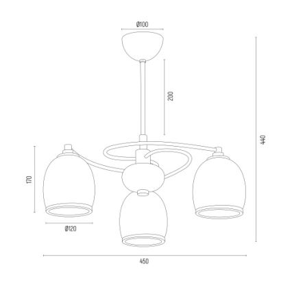 Argon 6144 - Lustra ar stieni AVILA PLUS 3xE27/15W/230V melna/zelta/balta