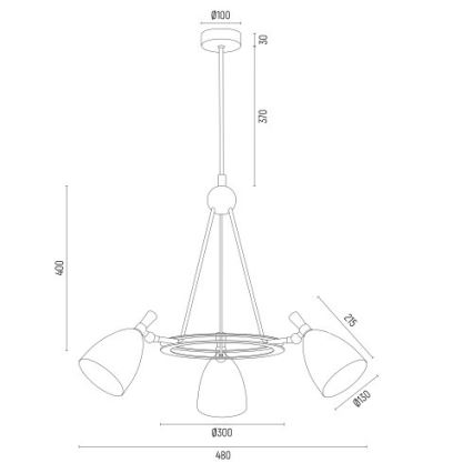 Argon 6148 - Lustra ar stieni CHARLOTTE 3xE27/15W/230V balta/zelta