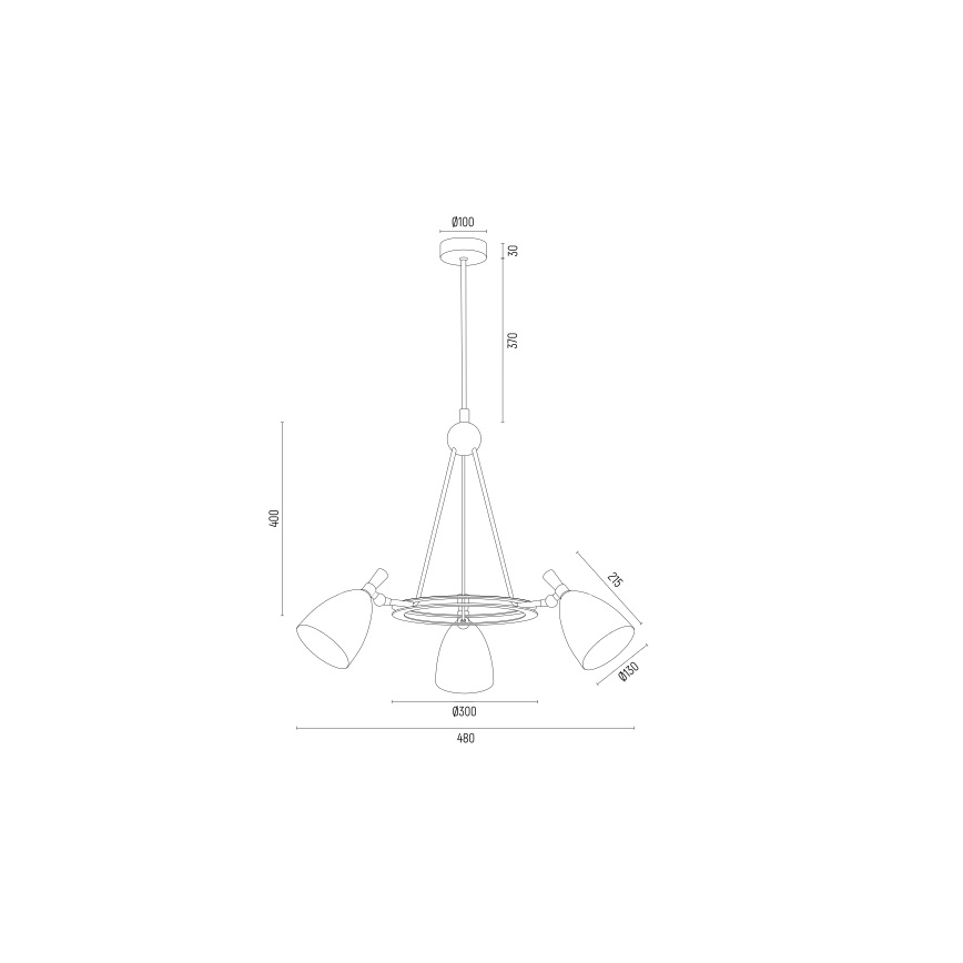 Argon 6149 - Lustra ar stieni CHARLOTTE 3xE27/15W/230V melna/zelta