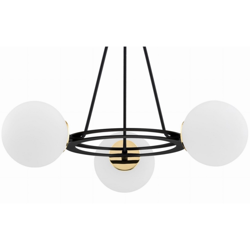Argon 6150 - Lustra ar stieni AMALFI 3xE27/15W/230V melna/balta
