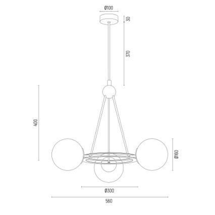 Argon 6150 - Lustra ar stieni AMALFI 3xE27/15W/230V melna/balta