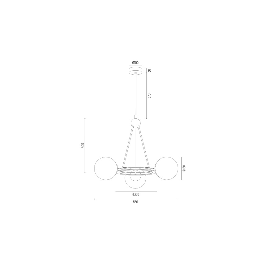 Argon 6150 - Lustra ar stieni AMALFI 3xE27/15W/230V melna/balta
