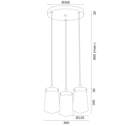 Argon 6164 - Lustra ar auklu PASADENA 3xE27/15W/230V zeltaina/balta