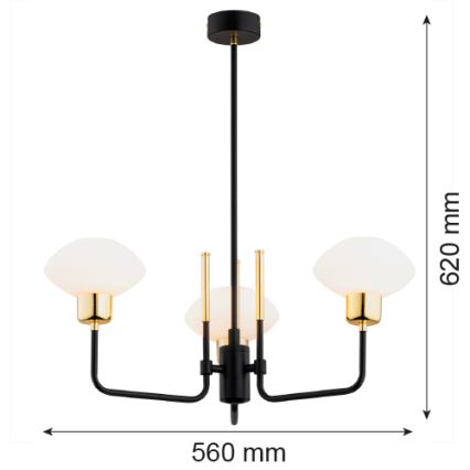 Argon 6166 - Lustra ar stieni RAVELLO 3xE14/15W/230V melna/zelta