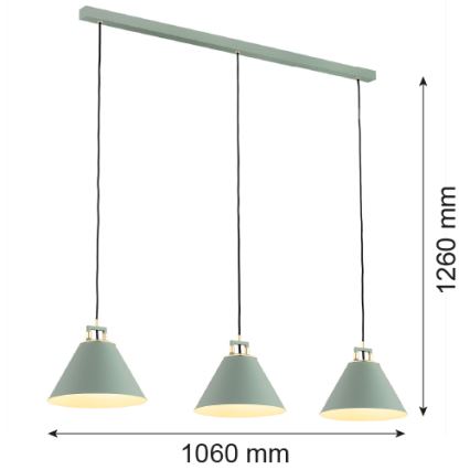 Argon 6177 - Lustra ar auklu ORTE 3xE27/15W/230V zaļa