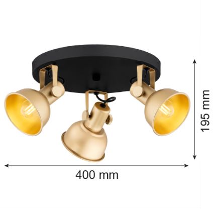 Argon 6243 - Starmetis LENORA 3xE14/7W/230V zelta/melna