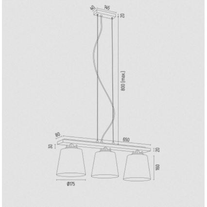 Argon 6250 - Lustra ar auklu ARDEN 3xE27/15W/230V zelta