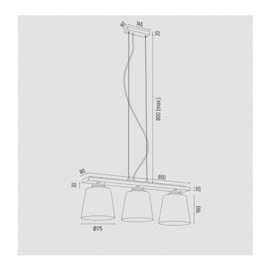 Argon 6250 - Lustra ar auklu ARDEN 3xE27/15W/230V zelta