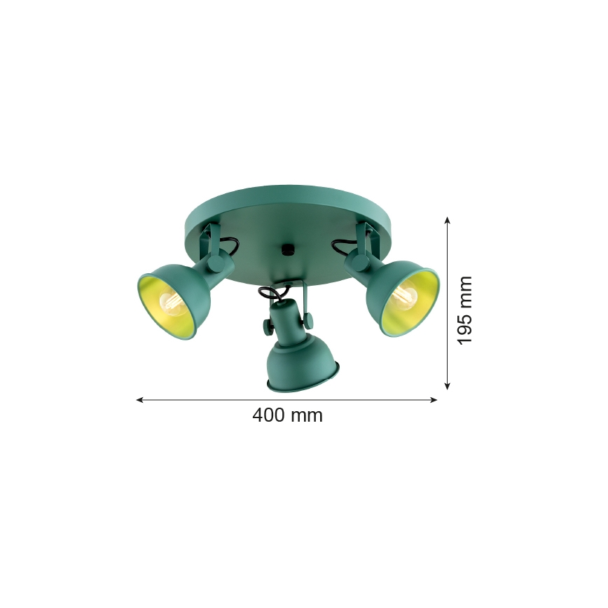 Argon 6265 - Starmetis LENORA 3xE14/7W/230V zaļa