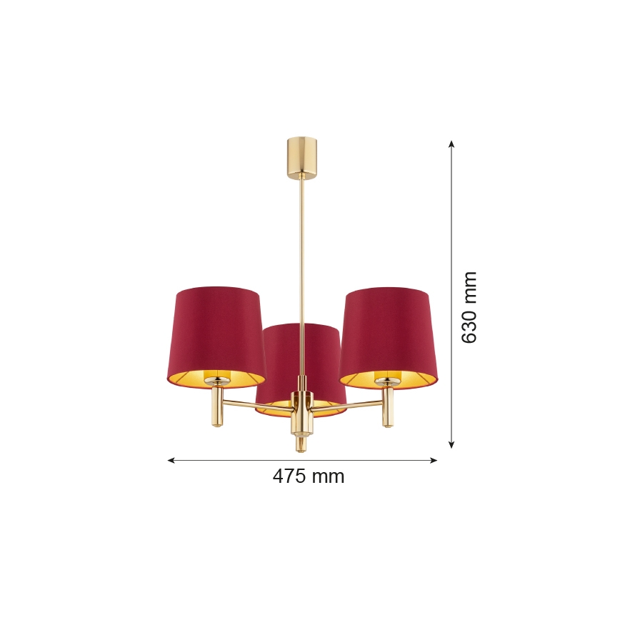 Argon 6266 - Lustra ar stieni PONTE PLUS 3xE27/15W/230V sarkana