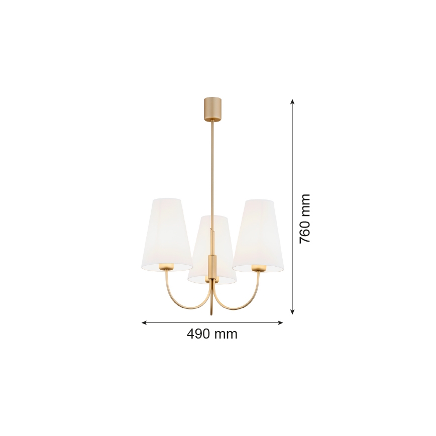 Argon 6267 - Lustra ar stieni SAFIANO 3xE27/15W/230V zelta