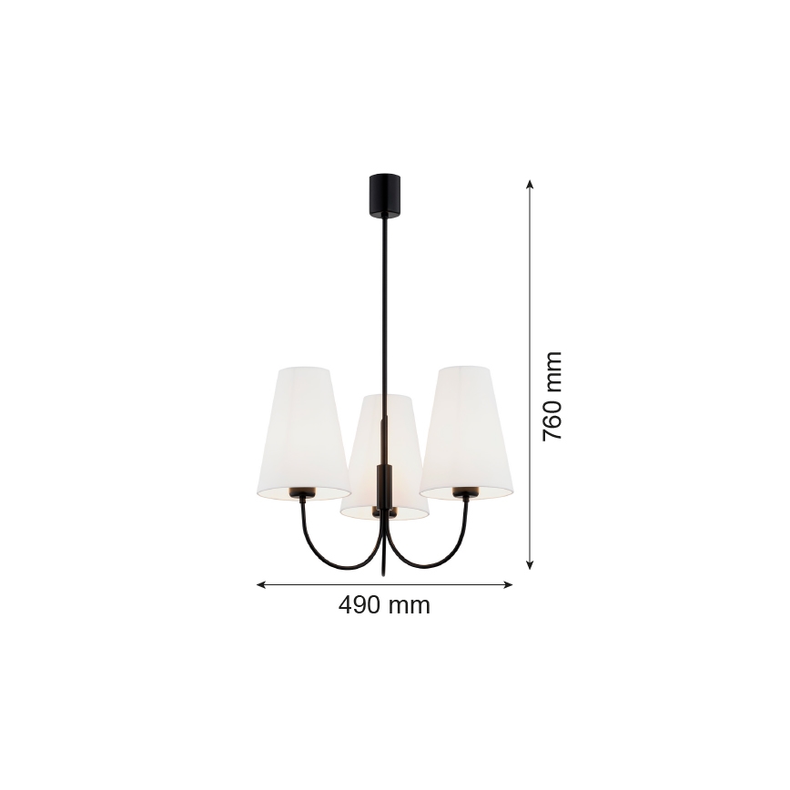 Argon 6268 - Lustra ar stieni SAFIANO 3xE27/15W/230V melna