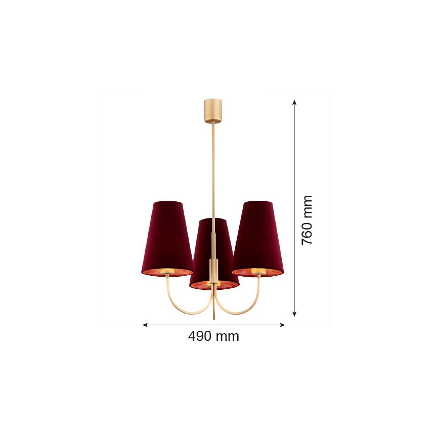 Argon 6270 - Lustra ar stieni SAFIANO 3xE27/15W/230V bordo
