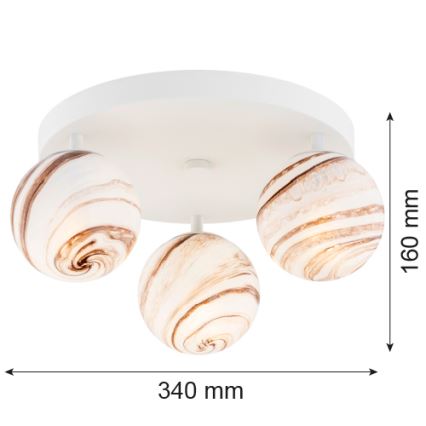 Argon 6291 - Griestu lampa FABIO 3xE14/7W/230V alabastrs balta