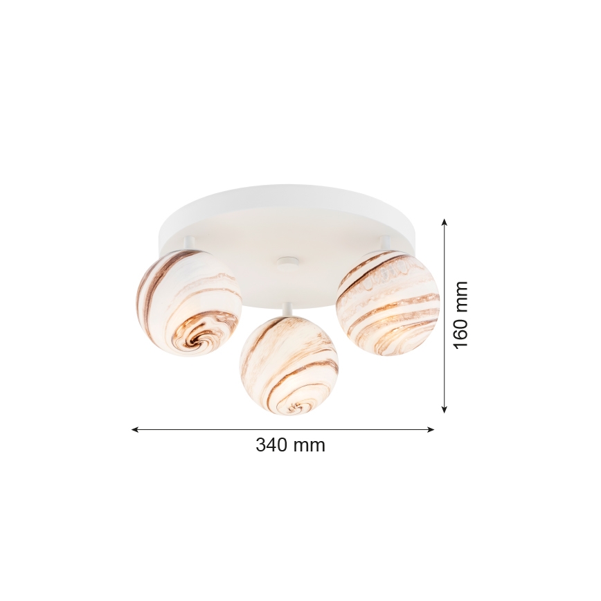 Argon 6291 - Griestu lampa FABIO 3xE14/7W/230V alabastrs balta
