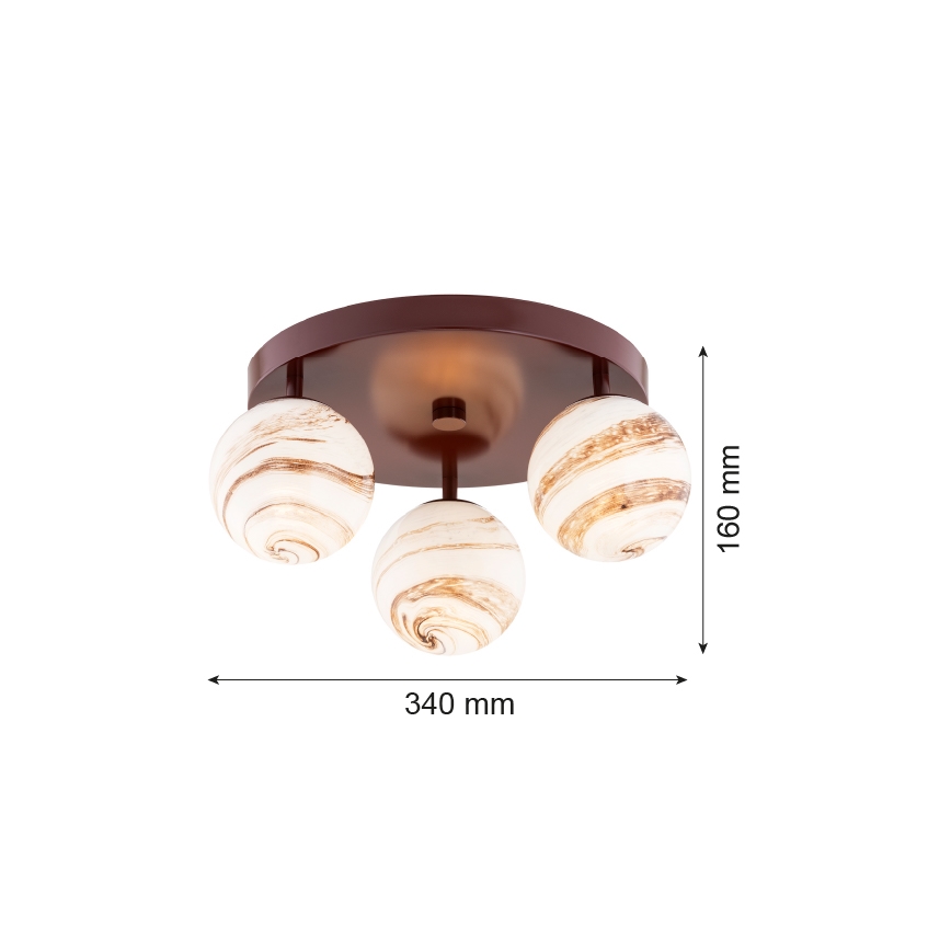 Argon 6292 - Griestu lampa FABIO 3xE14/7W/230V alabastrs brūna