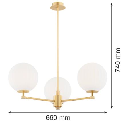 Argon 6307 - Lustra ar stieni PALOMA 3xE14/7W/230V zelta/balta