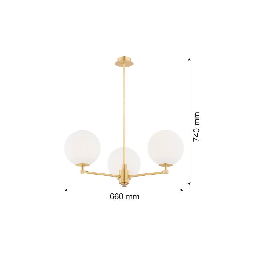 Argon 6307 - Lustra ar stieni PALOMA 3xE14/7W/230V zelta/balta