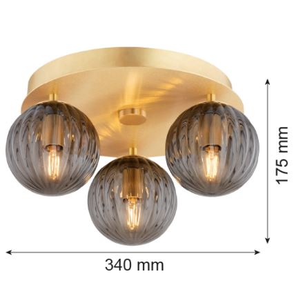 Argon 6308 - Griestu lampa PALOMA 3xE14/7W/230V zelta/melna