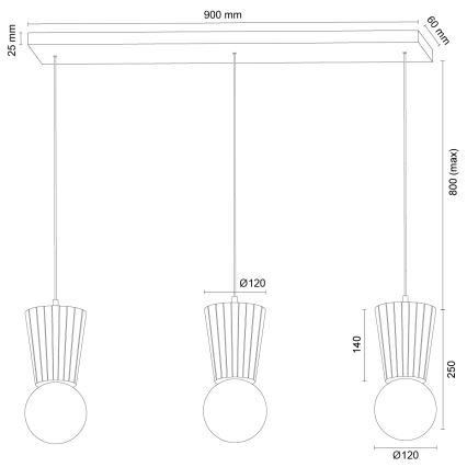 Argon 6358 - Vannas istabas pakaramā lampa ar kabeli VOLANTE 3xG9/6W/230V IP44 brūna