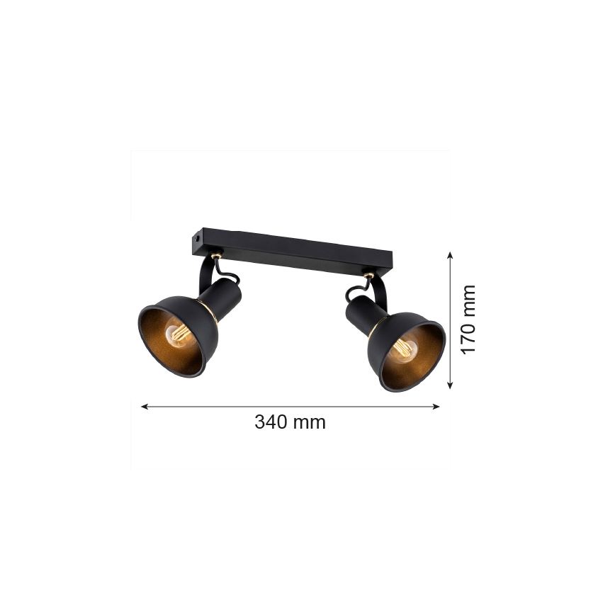 Argon 7037 - Starmetis TWIST 2xE14/7W/230V melns/zeltains