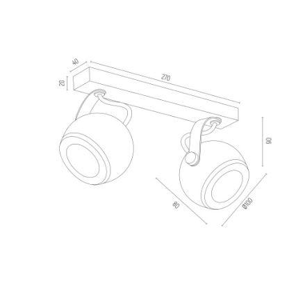 Argon 7039 - Starmetis KOS PLUS 2xGU10/5W/230V melns/zeltains