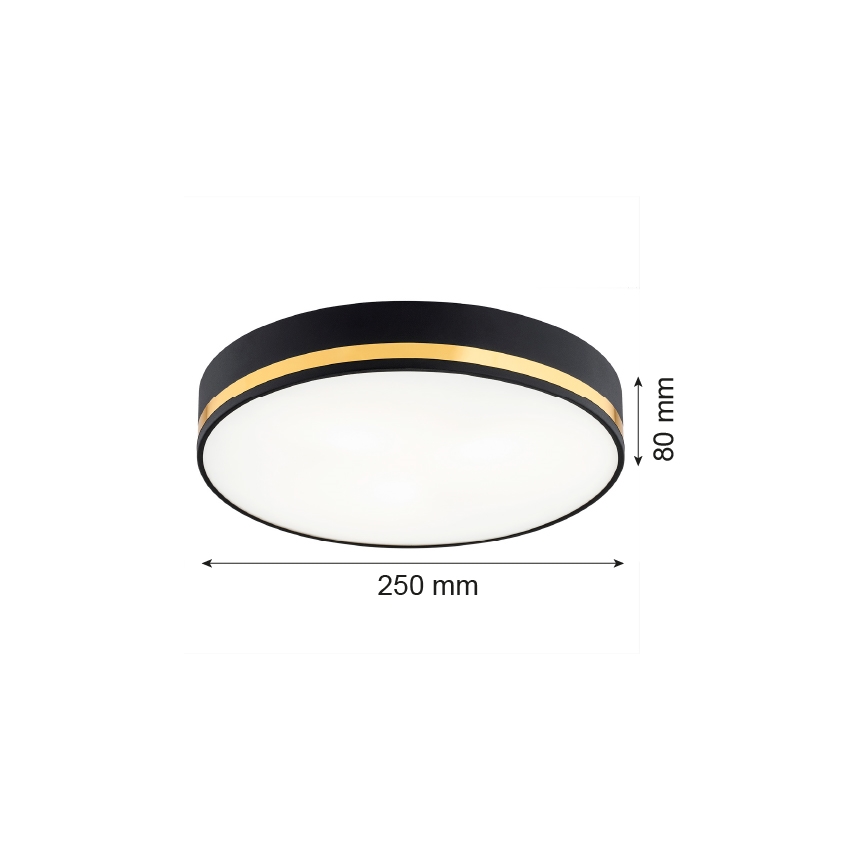 Argon 7040 - Griestu lampa AMORE 2xE27/15W/230V diametrs 25 cm melna/zeltaina