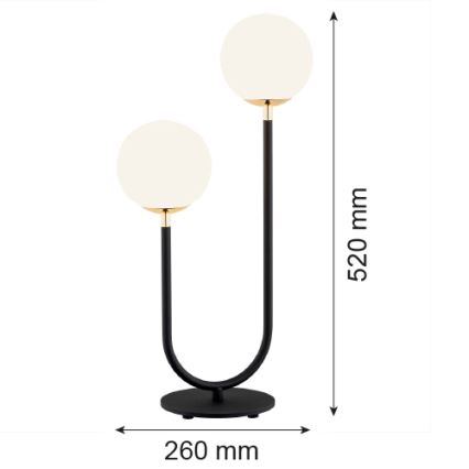 Argon 7072 - Galda lampa FERRONE 2xE14/7W/230V melna/balta/zeltaina