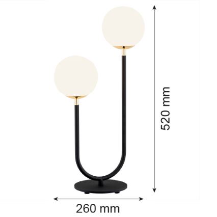 Argon 7072 - Galda lampa FERRONE 2xE14/7W/230V melna/balta/zeltaina